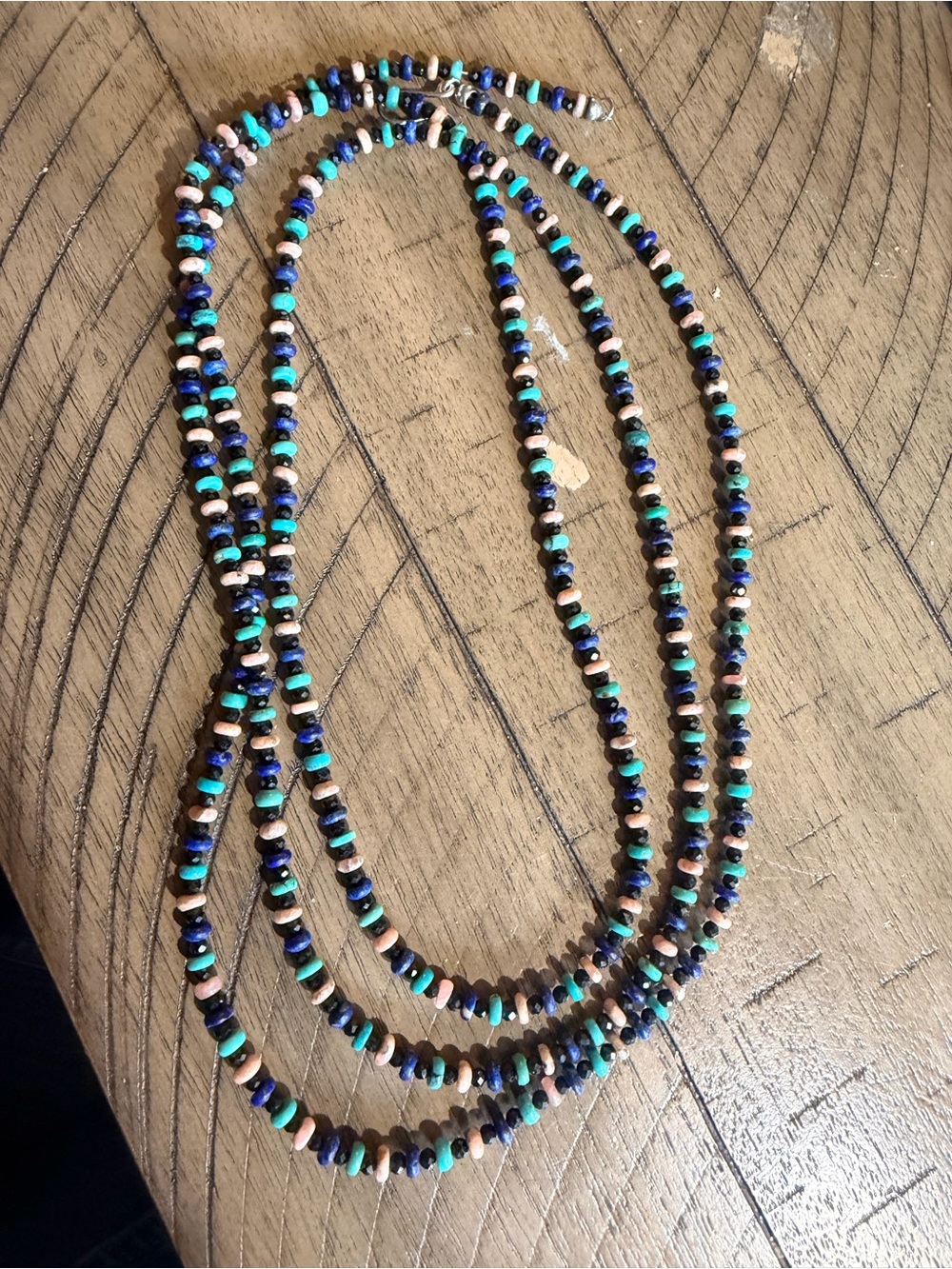 Jay King Sterling Silver 60" Multigemstone Bead Long Necklace Opal Apatite Aqua